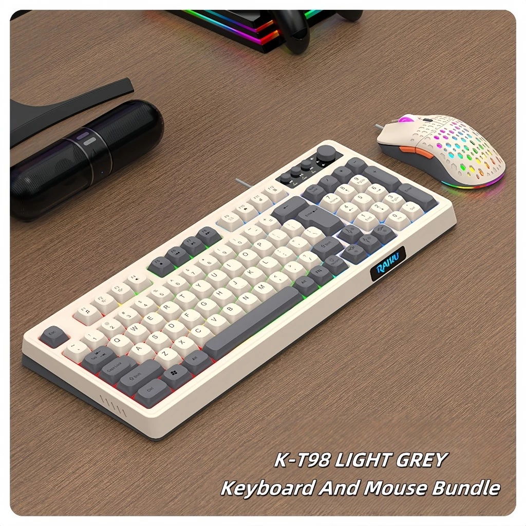 46% OFF Zeus x Raiku Wired Rainbow LED Ligh Gaming Keyboard 98 Keys Silent Keys With Volume Knob Media Keys