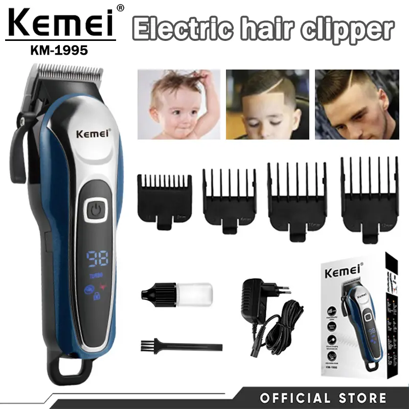 45% OFF Kemei Razor Hair Cut Rechargeable Hair Clipper Cordless LCD Monitor Barber Hair Clipper KM-1995