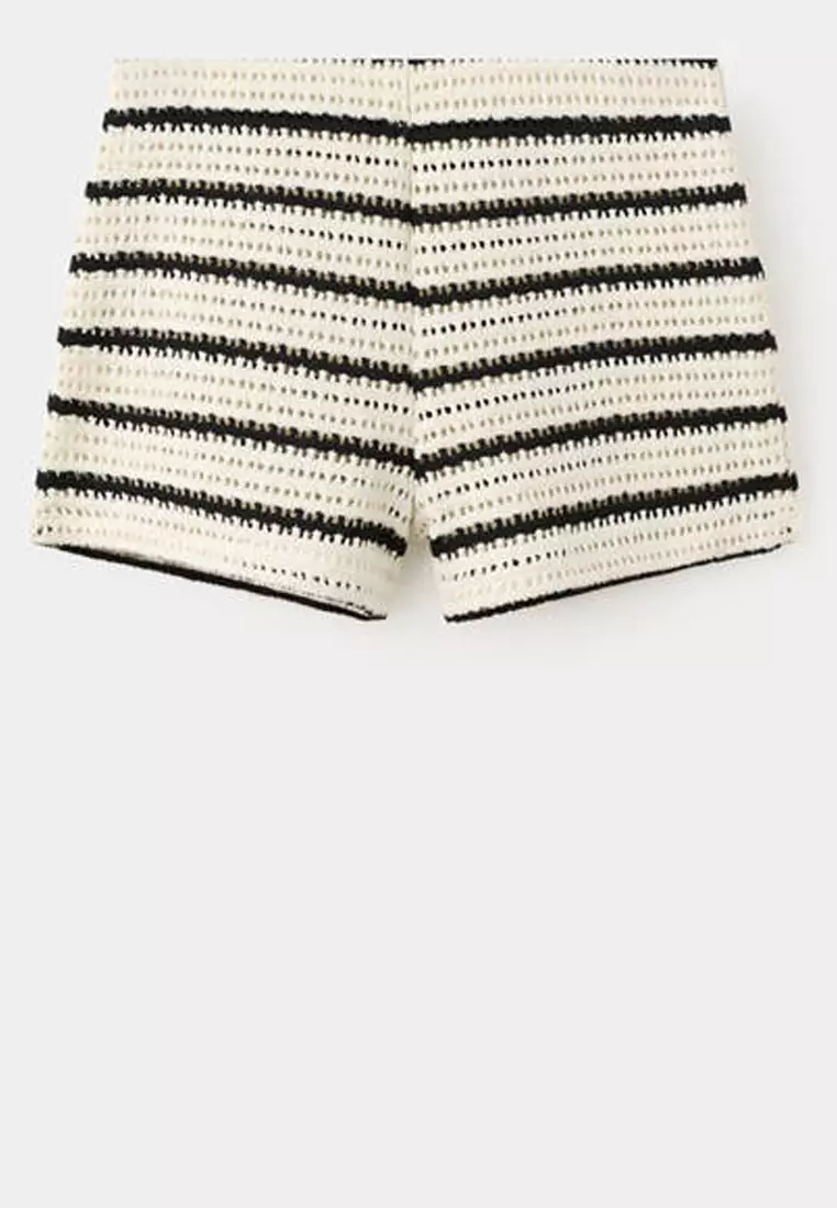 10% OFF Striped Crochet Shorts