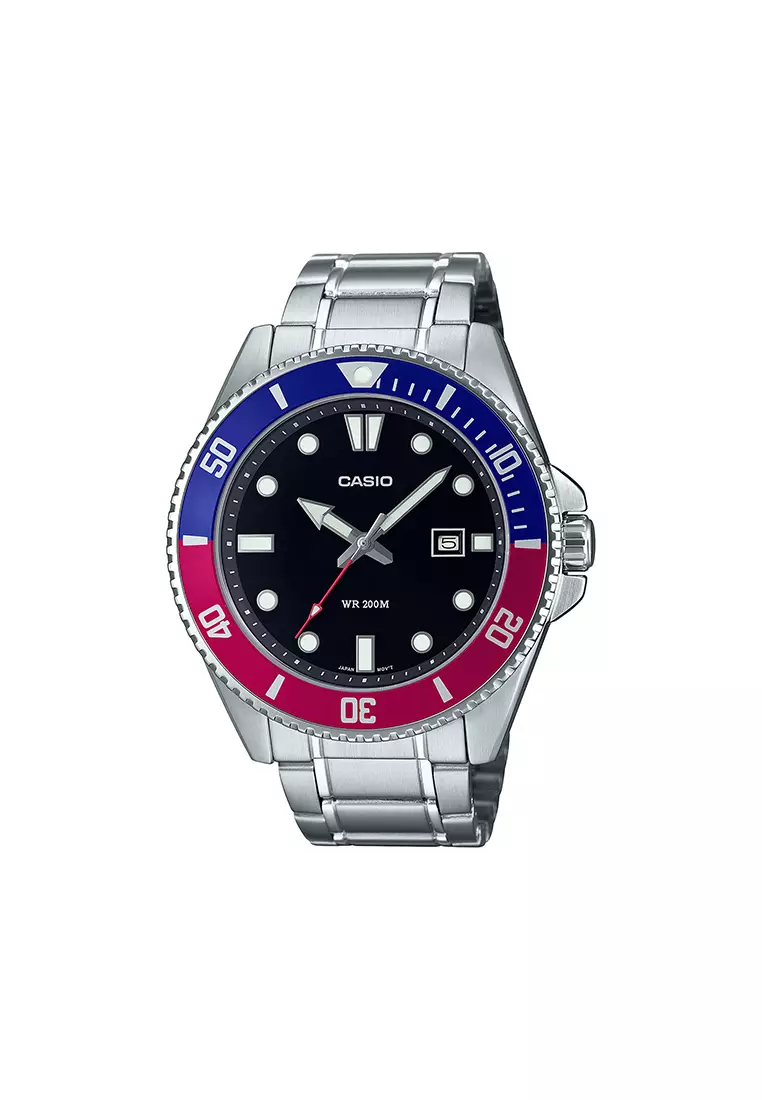 53% OFF Men Analog Watch MDV-107D-1A3V Silver Stainless Steel Strap