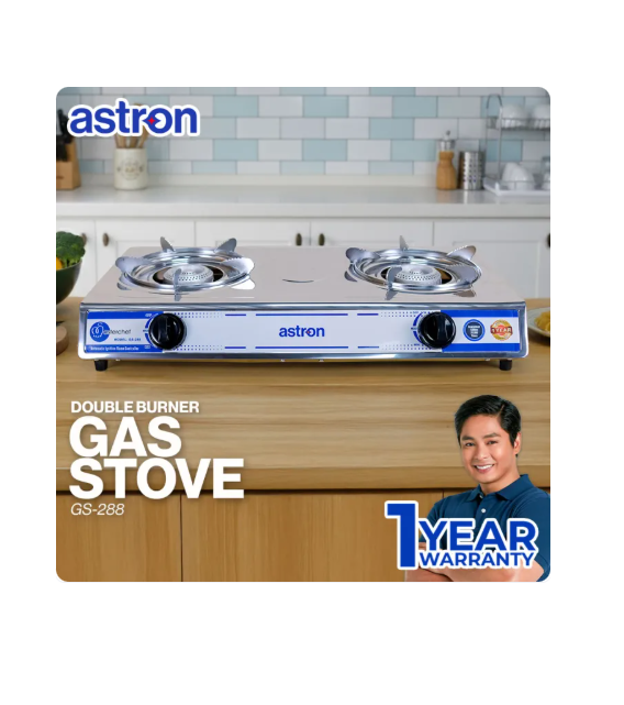 16% OFF Astron GS 288 Double Burner Gas Stove | Heavy Duty | Stainless Steel Body | Auto-Ignition Burner