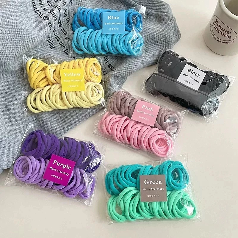 72% OFF 50Pcs/Bag New Fashion Women Solid Color Stretch Elastic Rubber Hair Bands Simple Ponytail HairRope