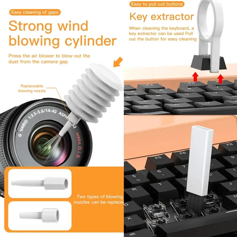 44% OFF 20-in-1 Computer Keyboard Cleaner Brush Kit Earphone Cleaning Pen For Headset Keyboard Cleaning Accessory Box White