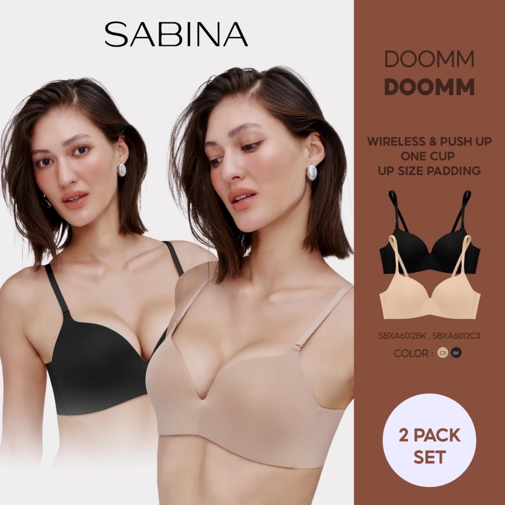 52% OFF (Set 2 pcs.)Sabina Wireless 3.5cm Padding Level 4 SBXA6012BK+SBXA6012C3 Black/Sand