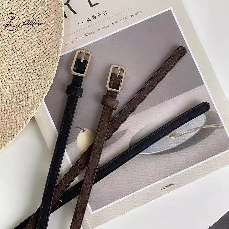 50% OFF LUImo Retro French PU Leather Belt For Women Unisex Belts Bule Luxury Belts Female Jeans Waist Belts Men Waistband Thin Belts New
