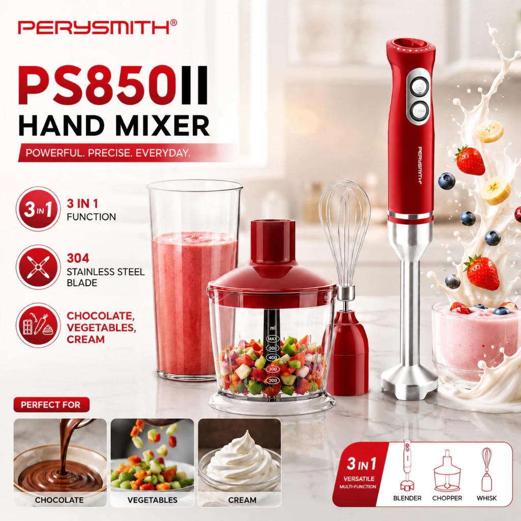 52% OFF PerySmith PS850II Multifunctional 3 in 1 Hand Mixer 850W Food Processor Chopper Mixer