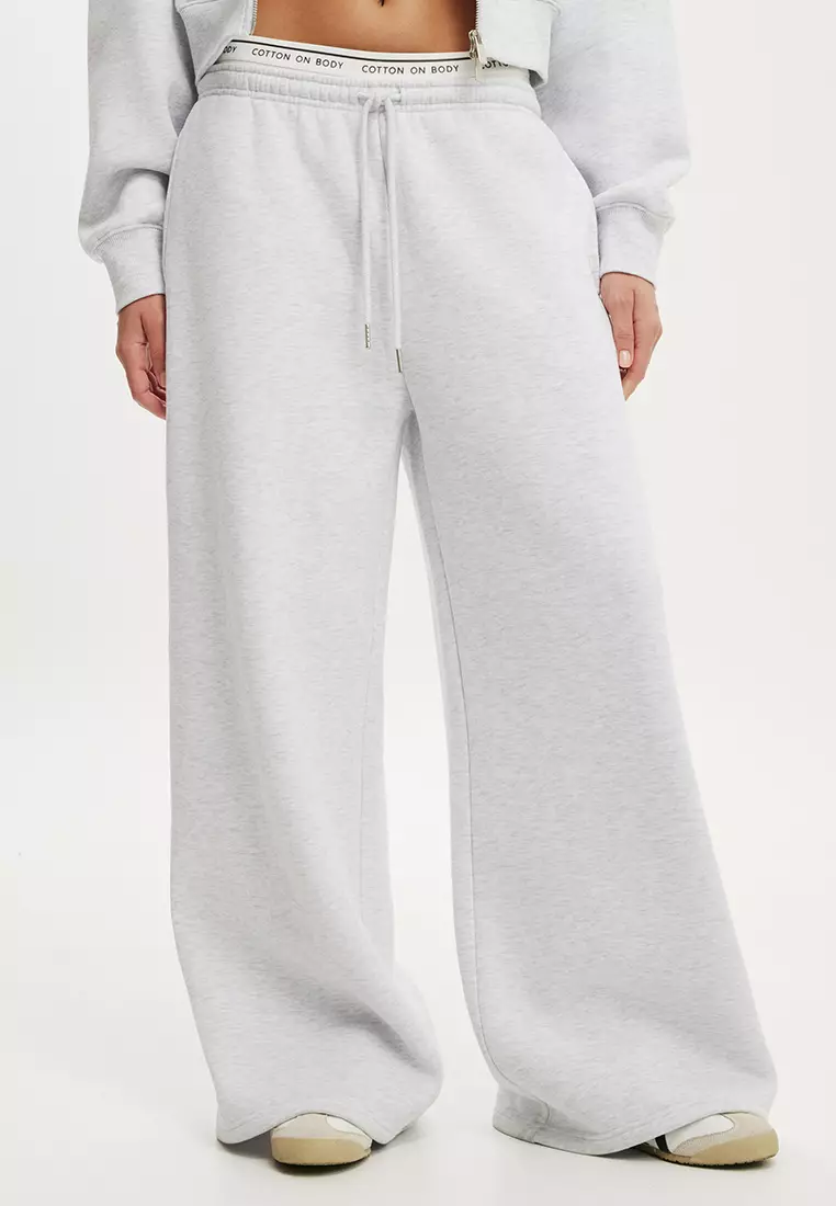 66% OFF Plush Tie Waist Wide Leg Sweatpants