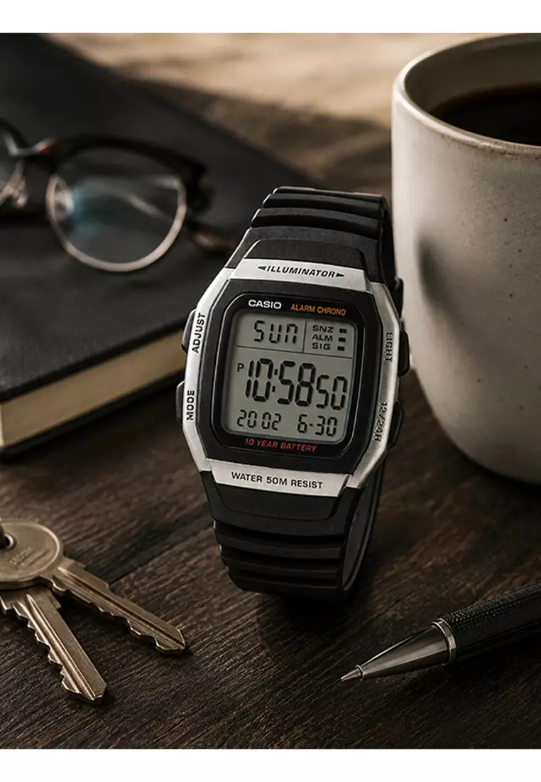 54% OFF CASIO W-96H-1AV Men’s Digital Watch with Black Resin Band