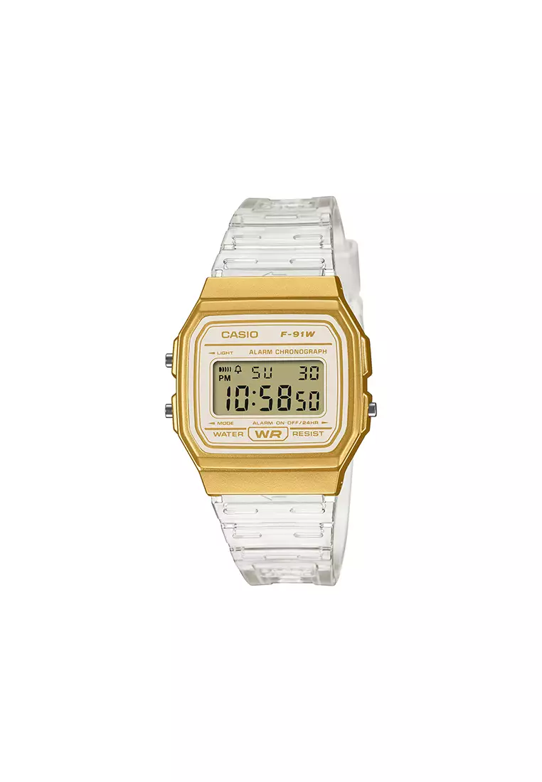 55% OFF F-91WS-7A2 Women Digital Watch Transparent Resin Band