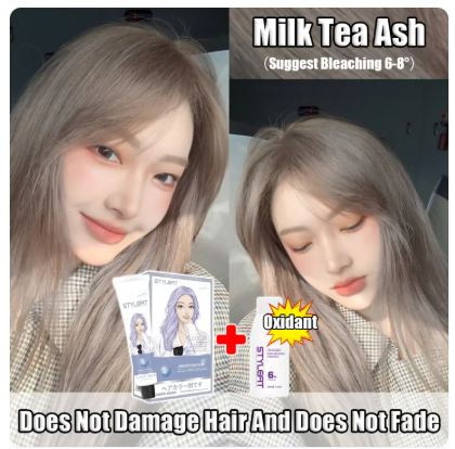 52% OFF STYLEFIT Hair Color Permanent Milk Tea Ash (100ml Hair Dye+100ml Oxidizer) Not Stimulate the Scalp Quick Coloring Milk tea Premium Hair Dye