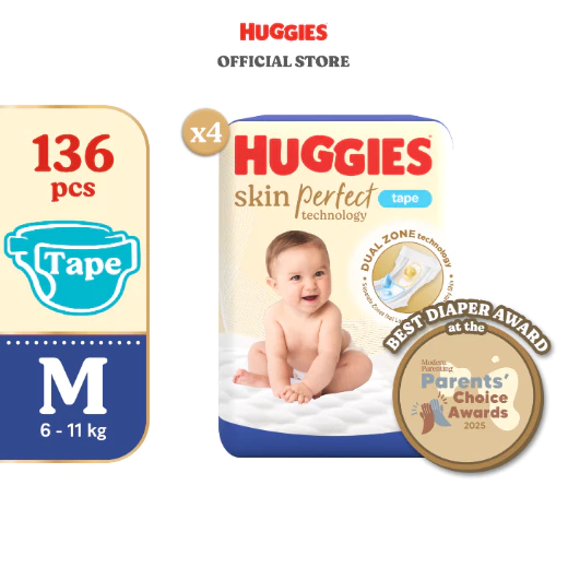 40%OFF Huggies Skin Perfect Diaper - Medium 34 pcs x 4 packs (136 pcs)