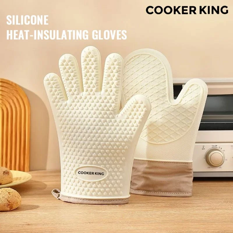 51% OFF COOKER KING Baking Oven Gloves Thickening Upgrade Heat Resistant Silicone Kitchen Essential