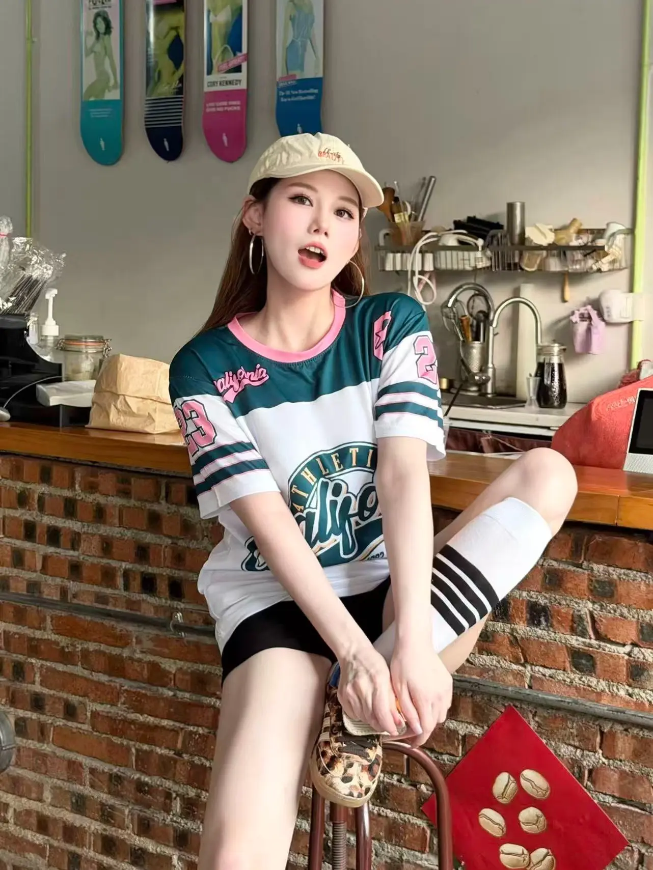 50% OFF（NO Customization！）American Casual Street Sense Tetro Polka Combination Letters Sports College Style Unisex T-shirt