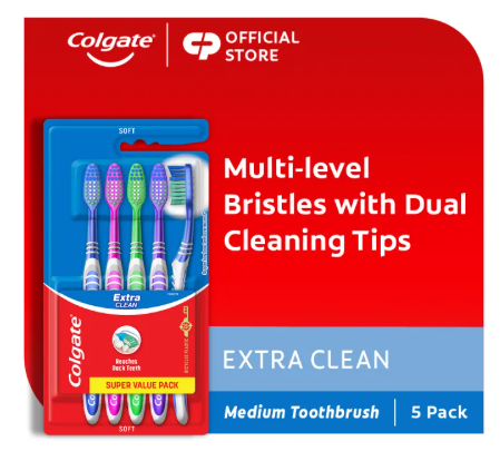 3% OFF Colgate Extra Clean Toothbrush (Pack of 5) (Assorted)