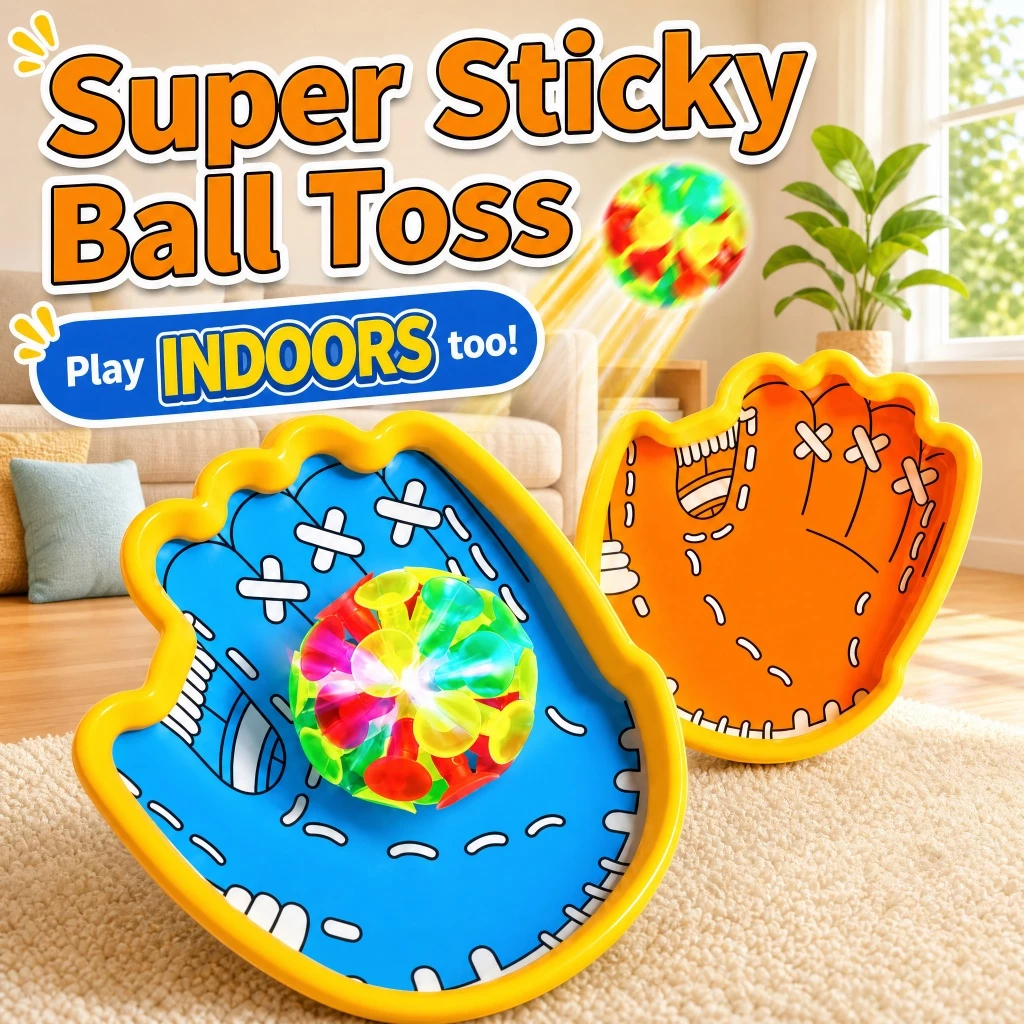 83% OFF Sticky Ball Toss and Catch Game Suction Glove Paddle Set Kids Outdoor Toy for Beach Pool Backyard Party and Summer Interactive Activities