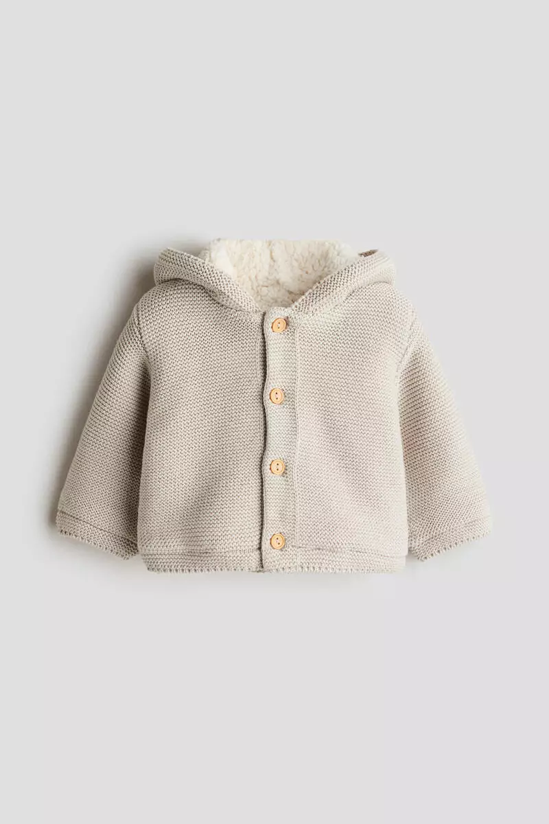 10% OFF Teddy-lined hooded cardigan
