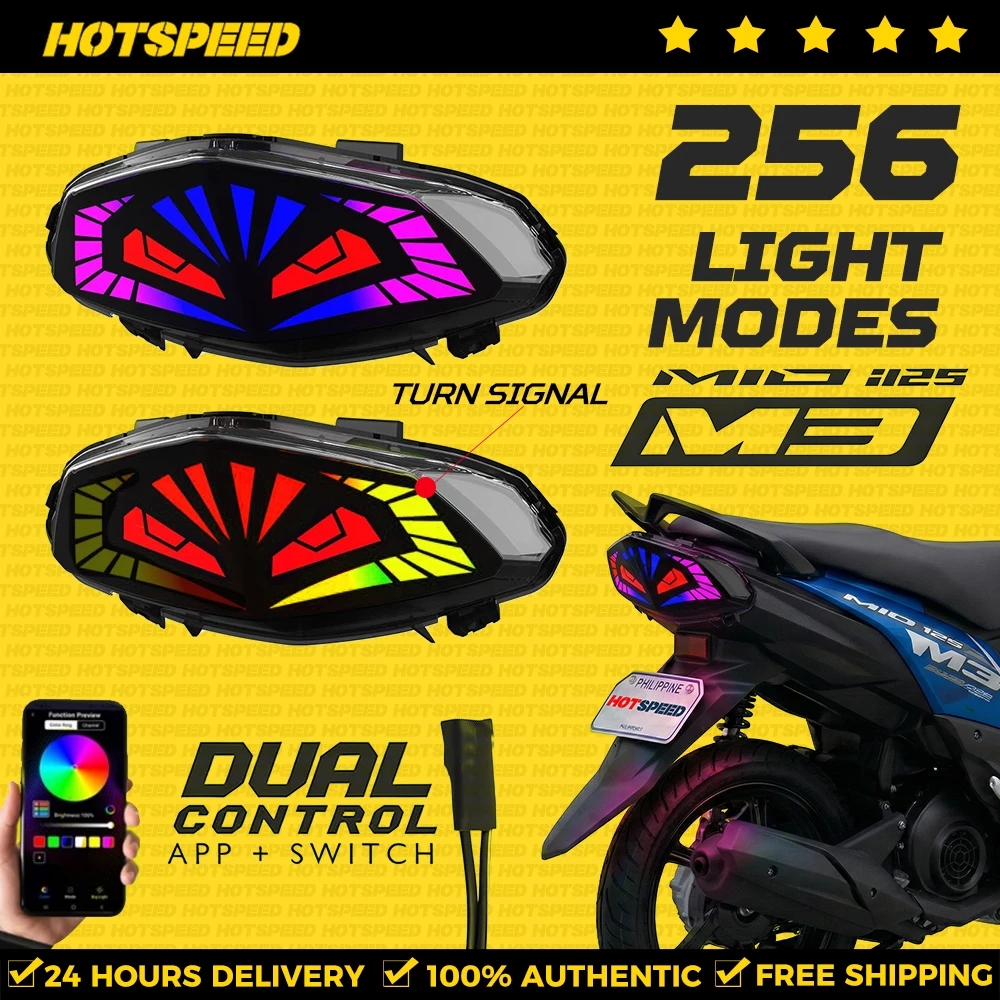 74% OFF HOTSPEED Tail Light Mio i 125 M3 With APP Yamaha LED RGB 256 Modes Plug Play Exclusive VIVID Color
