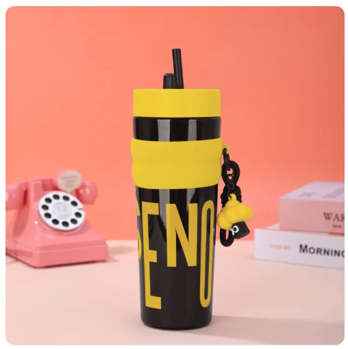 60% OFF 900ML Large Capacity Tumbler Dopamine Color Plastic Straw Cup Portable Straw Cup with Handle Cute Water Cup earphea