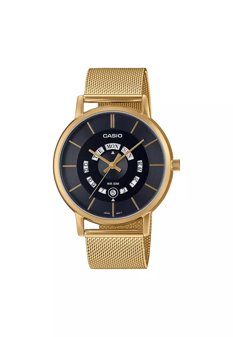 57% OFF Casio Gold Stainless steel Mesh Bracelet Analog Watch GNY-MTP-B135MG-1AVDF