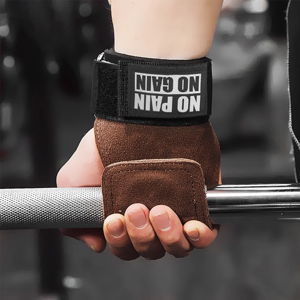 45% OFF Cowhide Gym Gloves Grips Weightlifting Fitness Pull Up Crossfit Workout Equipment Wear-resistance 1Pair