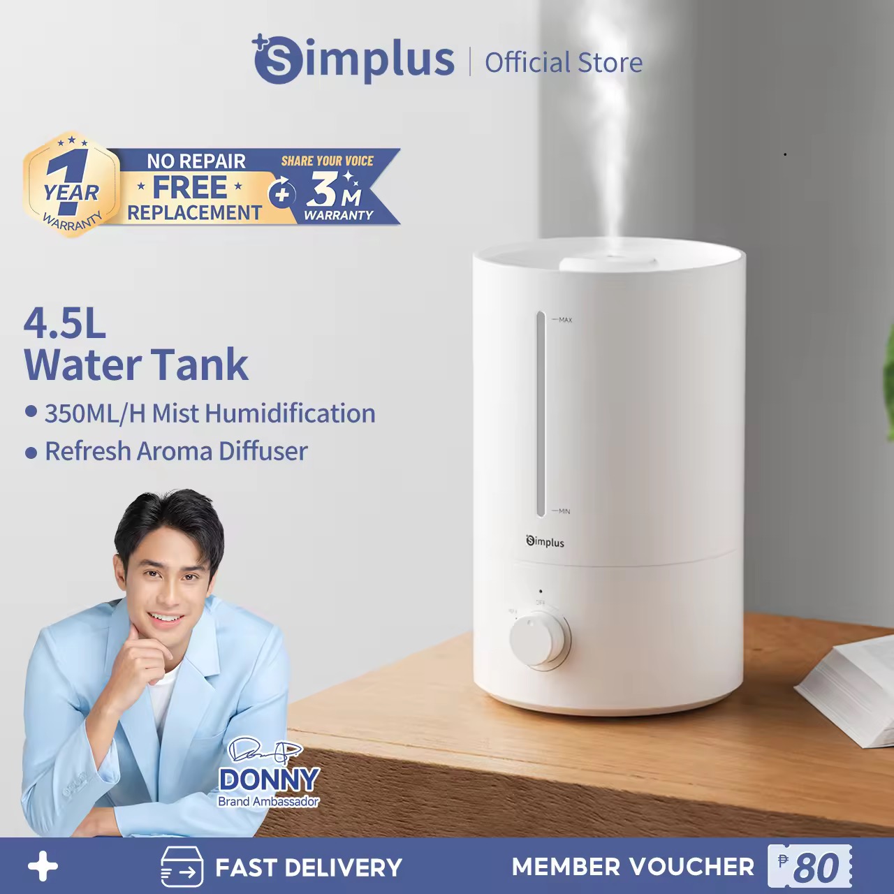 44% OFF Simplus Humidifier 4.5L Water Tank Aroma Diffuser  35dB Quiet Premium Ceramic Oscillator Stepless Adjustment 360°  Easy Top-Fill