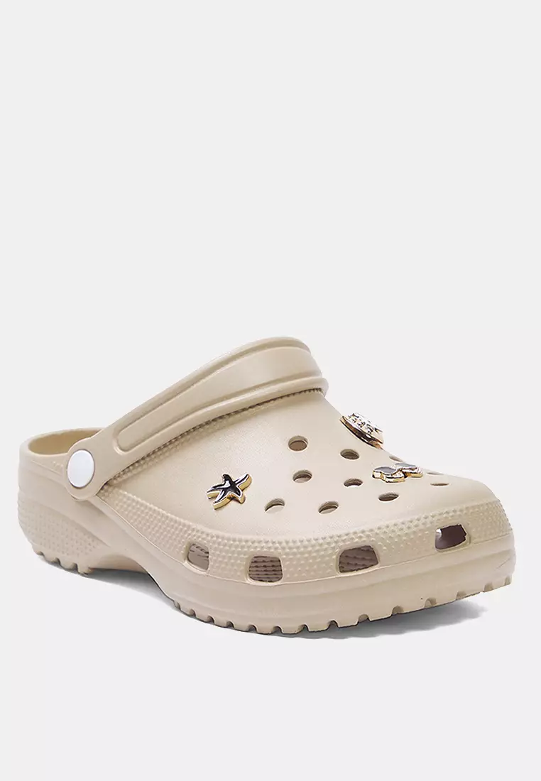 17% OFF Beige Gold Buckle Accessory Detailed Light Sole Women's Eva Closed Front Sandals Slippers Takss25Sd00033