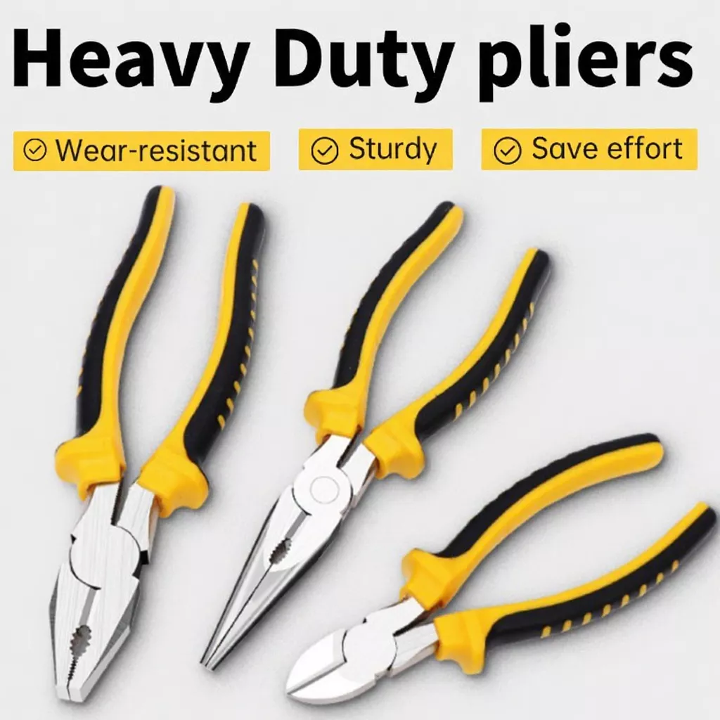 24% OFF Heavy Duty Pliers 3Pcs Set – 6/8in Long Nose, Wire, and Bevel Pliers