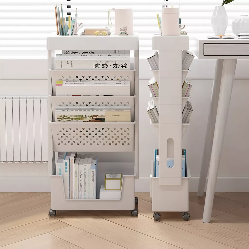 55% OFF Trove Bookshelf with Wheels Children's Book shelf Organizer Magazine Desk Books Rack Storage Shelf