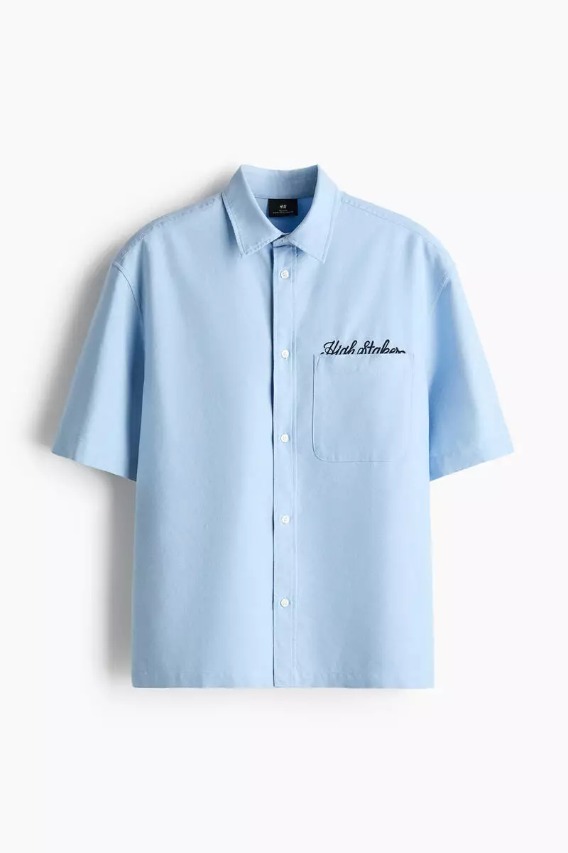 20% OFF H&M Relaxed Fit Short-sleeved Embroidered Oxford shirt