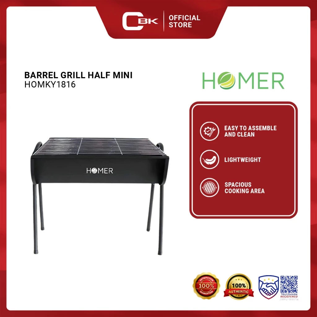 35% OFF HOMER Mini Half Barrel Charcoal Grill Portable Outdoor BBQ Grill Durable Stainless Steel HOMKY1816