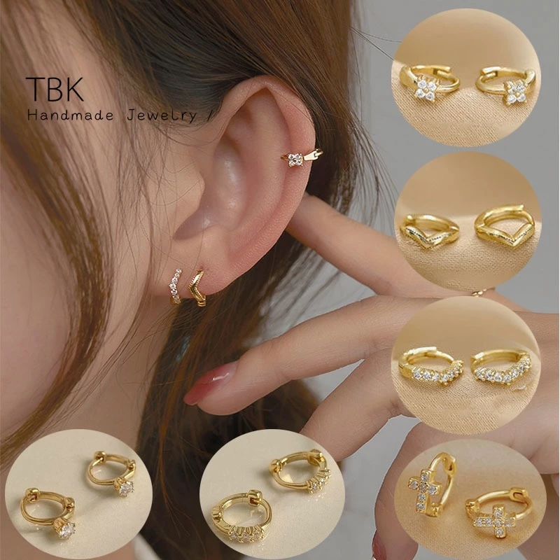 75% OFF TBK Women's 14K Gold Stud Earrings Golden Fashion Stud Earrings 5474e
