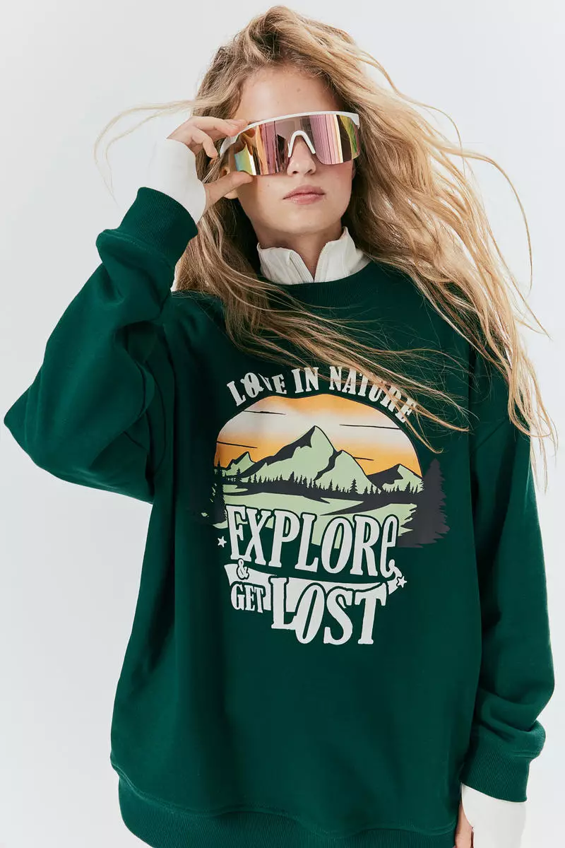 56% OFF H&M Oversized motif-detail sweatshirt
