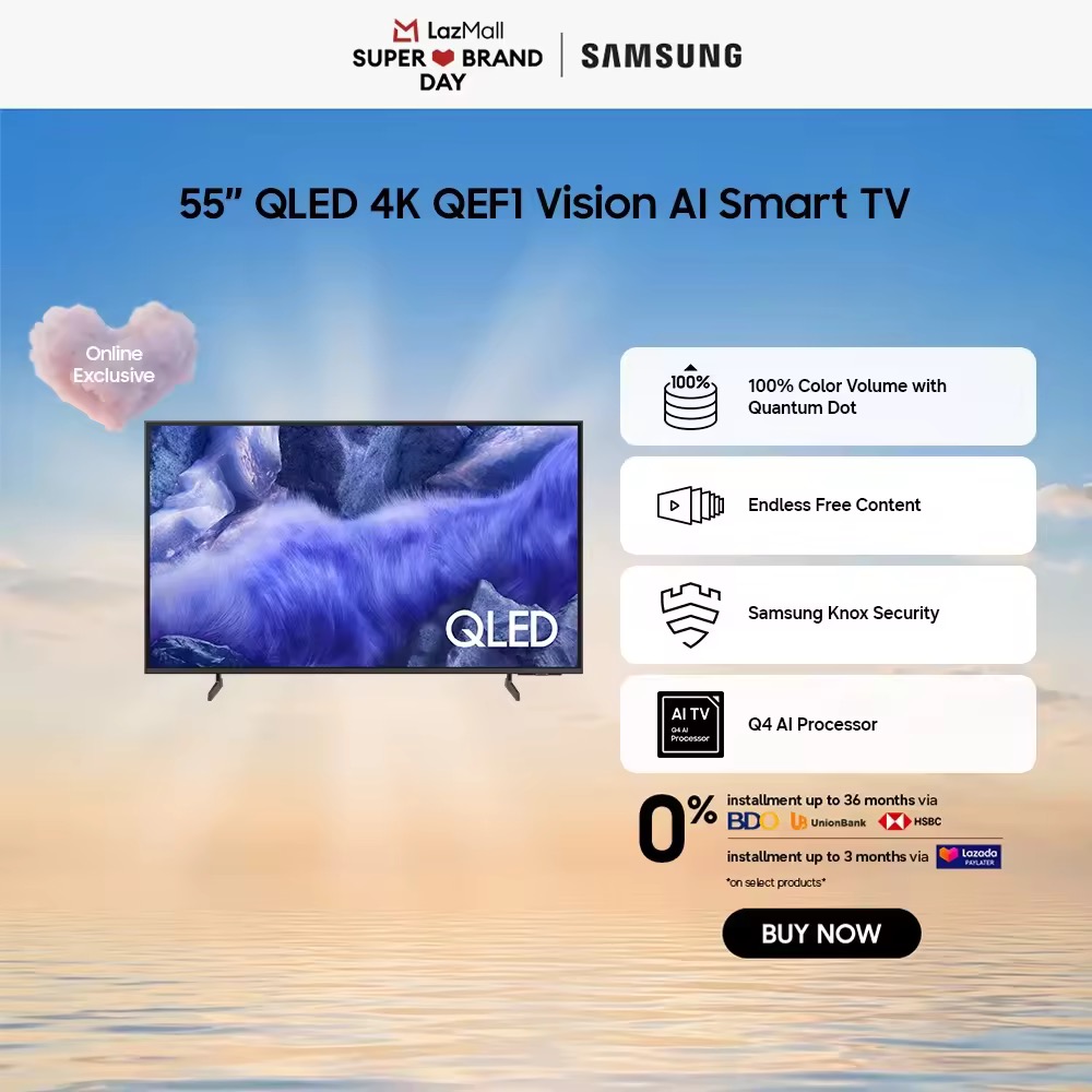 51% OFF [Online Exclusive] 55" QLED 4K QEF1 Samsung Vision AI Smart TV (2025) QA55QEF1AGXXP