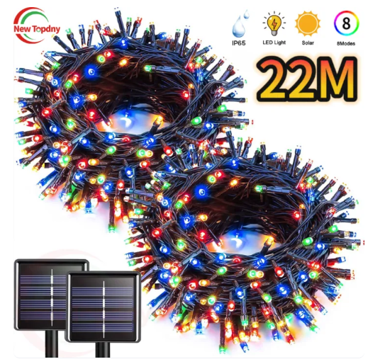 77% OFF 22M Solar Christmas Light Outdoor Waterproof 8 Lighting Modes Lighting LED Solar Power Christmas Lights Party Wedding Decor for Home Garden