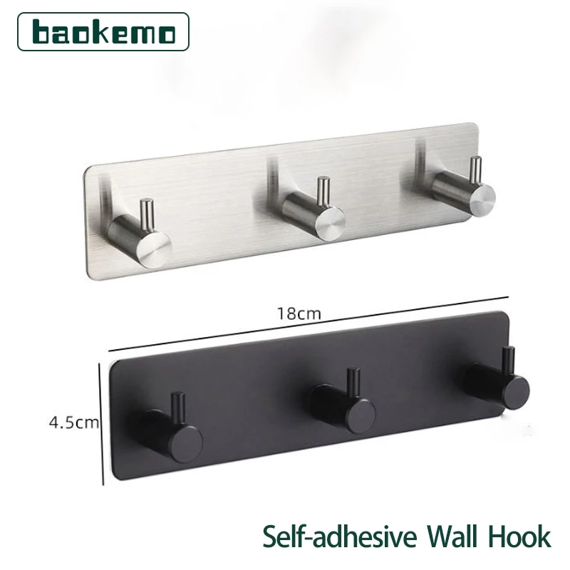 68% OFF BAOKEMO Wall mounted bathroom kitchen hook stainless steel self-adhesive wall hook suitable for kitchen and bathroom storage