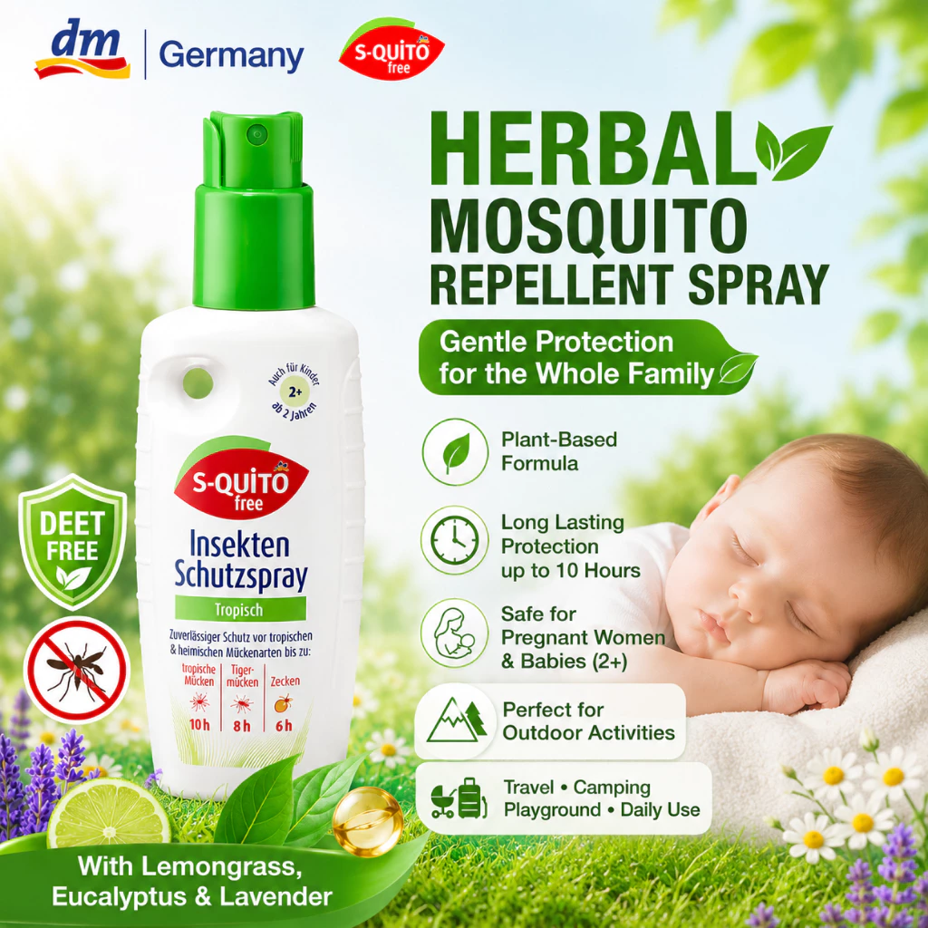 78% OFF Mosquito Repellent Spray for Baby & Kids | DEET-Free Anti Mosquito Protection | Outdoor Family Safe | German dm S-QUiTO
