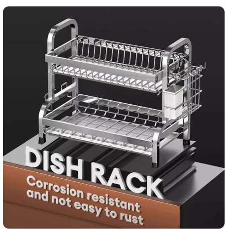 72% OFF BMZAR 304 Stainless Dish Rack Kitchen Drainer Pates Organizer Storage Draining Racks Comes Tray