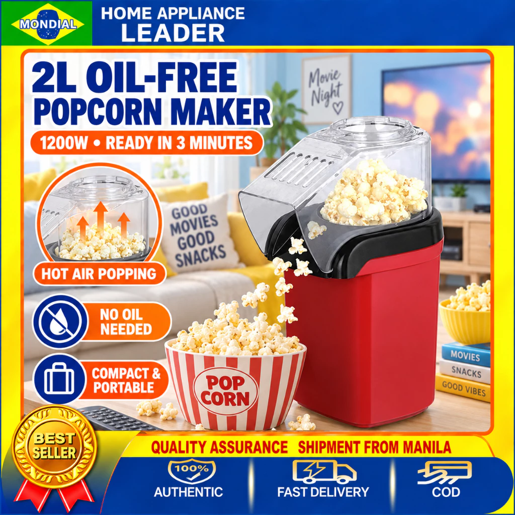 49% OFF Automated Popcorn Maker Machine Portable 2L Mini Electric Popcorn Machine No Oil Required
