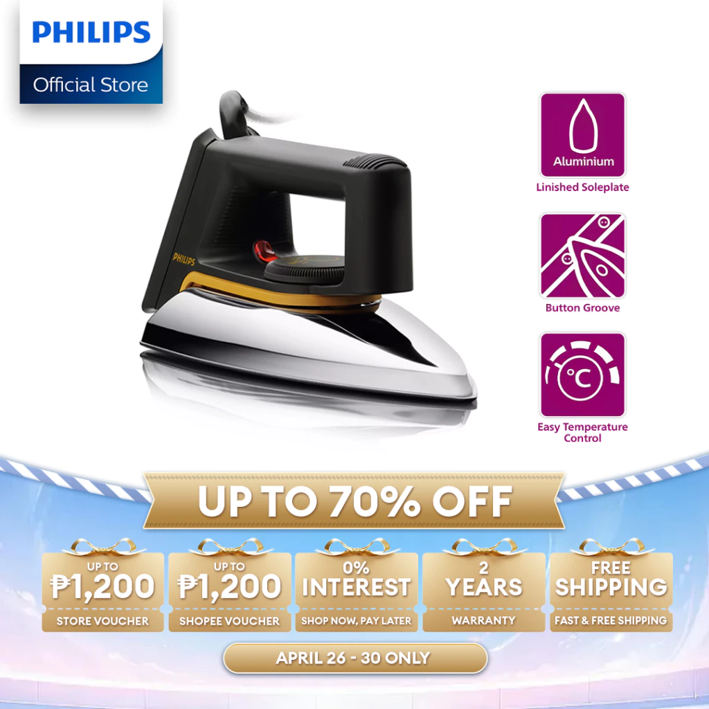 31% OFF PHILIPS HD1172-00 1000W Aluminium Soleplate 1.9M Cord Aluminum
