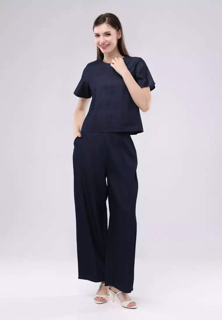 35% OFF Chambray 2 In 1 Blouse & Pants