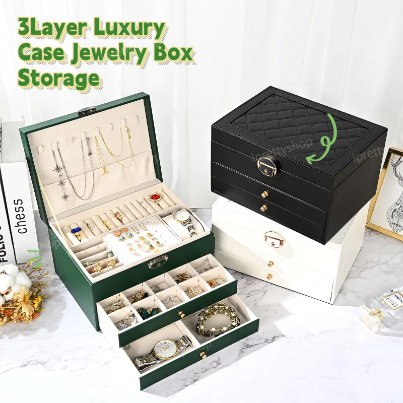 AFTER VOUCHER DISCOUNT ONLY Elegant Women Gift Jewelry Box Fine Accessories Drawer Large Capacity Organizer Storage With Lock