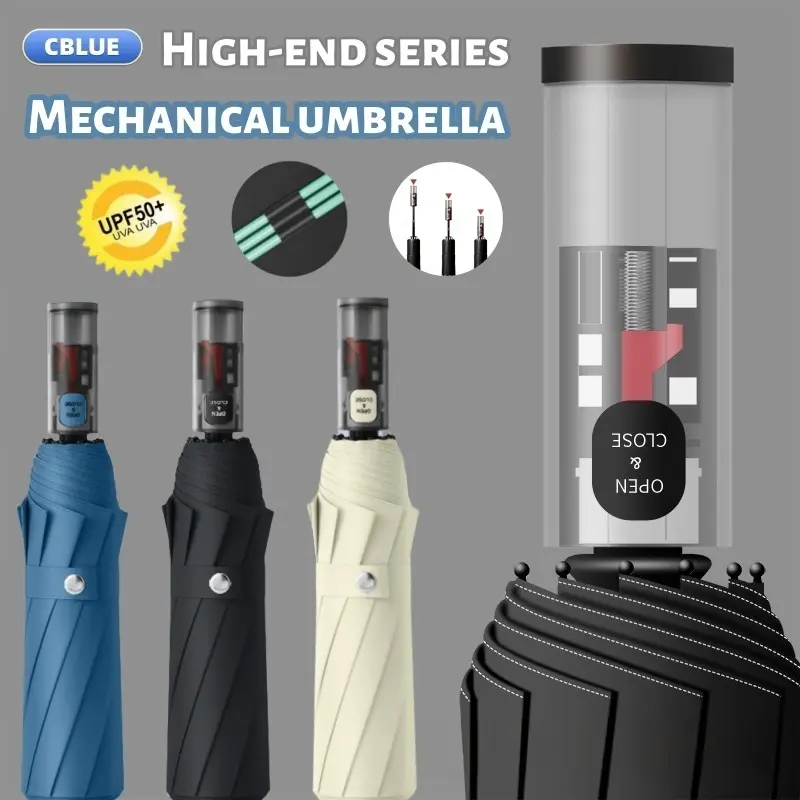 57% OFF【COD】CBLUE Umbrella 2025  New transparent mechanical handle fully automatic umbrella large size umbrella with windproof sunprotection umbrella