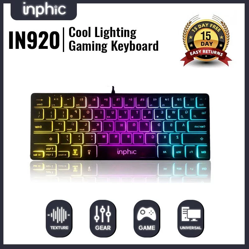 59% OFF INPHIC IN-920 RGB Gaming Keyboard - 64 Keys Keypad / Keyboard Multi Color RGB Illuminated Backlit