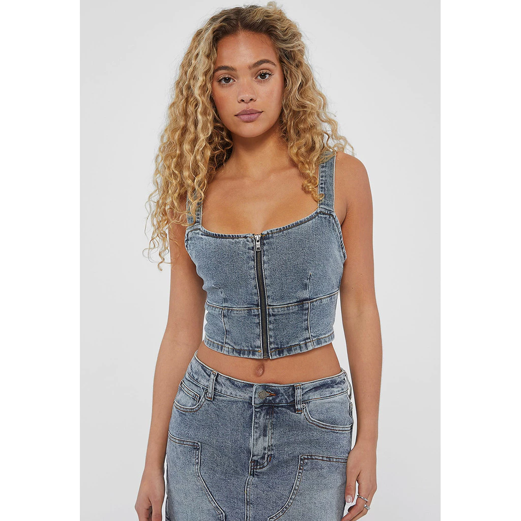 79% OFF Guess Originals Zip Bustier Denim Top