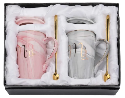 52% OFF Personalized Mug 13.5 Oz Mr and Mrs Coffee Mugs Couple Bride and Groom Ceramic Marble Cute creative cup wedding gift