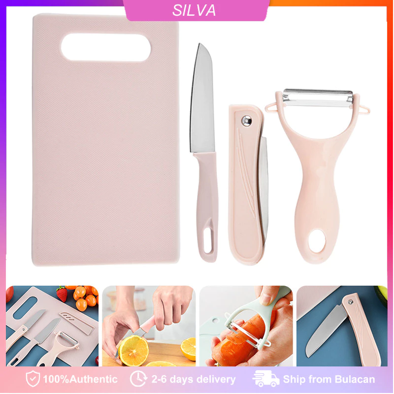 30% OFF 4in1 Stainless Kitchen Knife Set Kitchen with Holder and Chopping Board Slicin Knife Fruit Knife Peeler Scissor