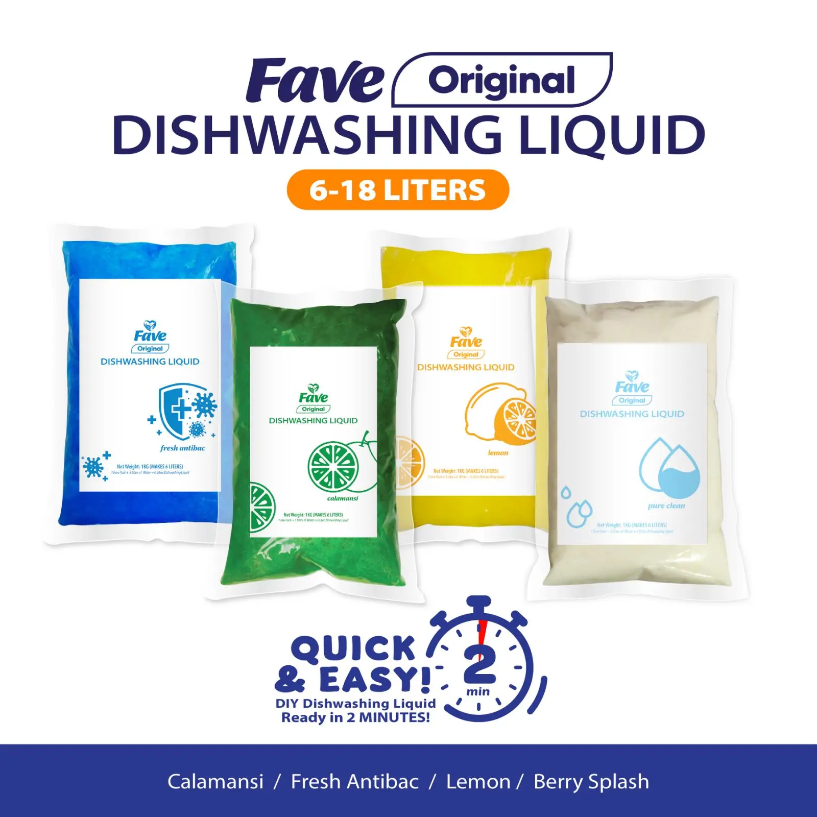 34% OFF Fave Original Dishwashing Liquid, 2L - 18 Yield, Antibacterial Power, Household, Pack Winner Dishwashing Paste