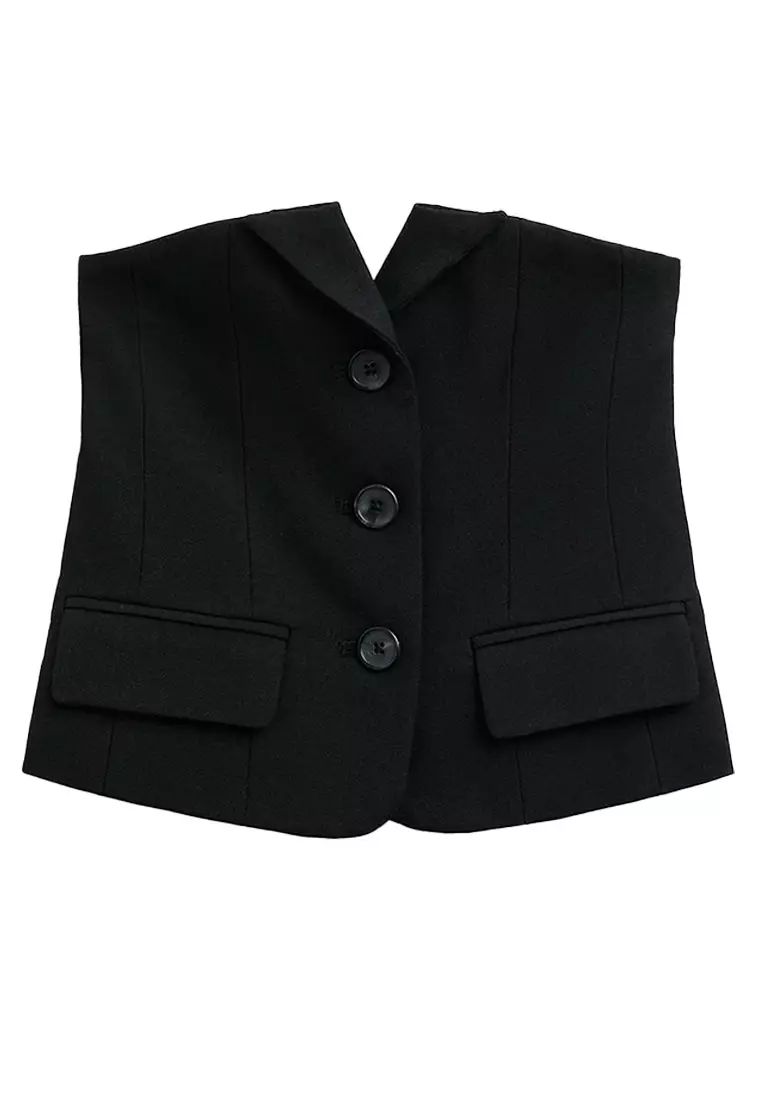 84% OFF Strapless Faux Blazer Top