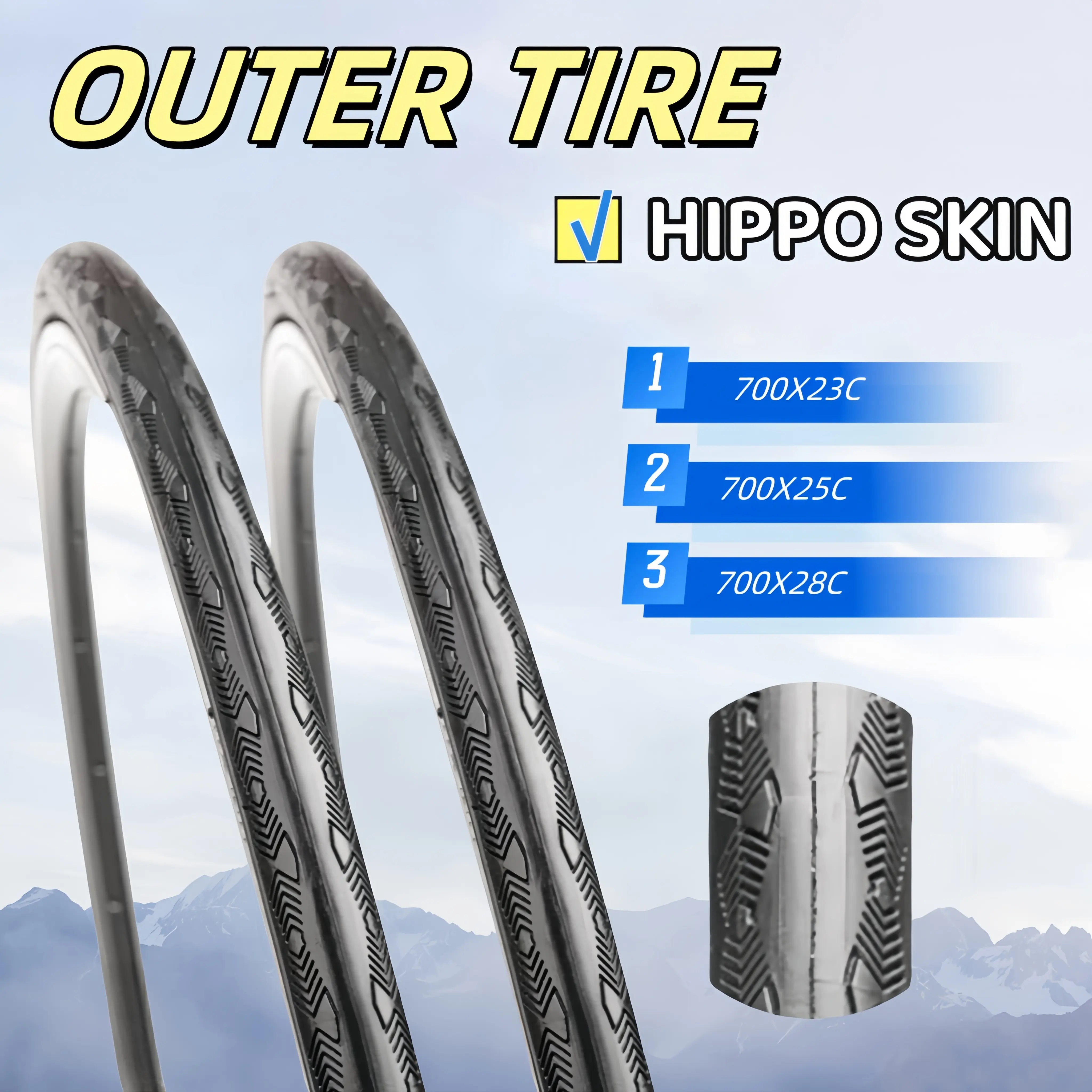 46% OFF 2pcs CHAOYANG HIPPO SKIN Fixie Road Bike Tire 700X23/25/28c  Non -slip Bicycle Outer Tube For Road Bike