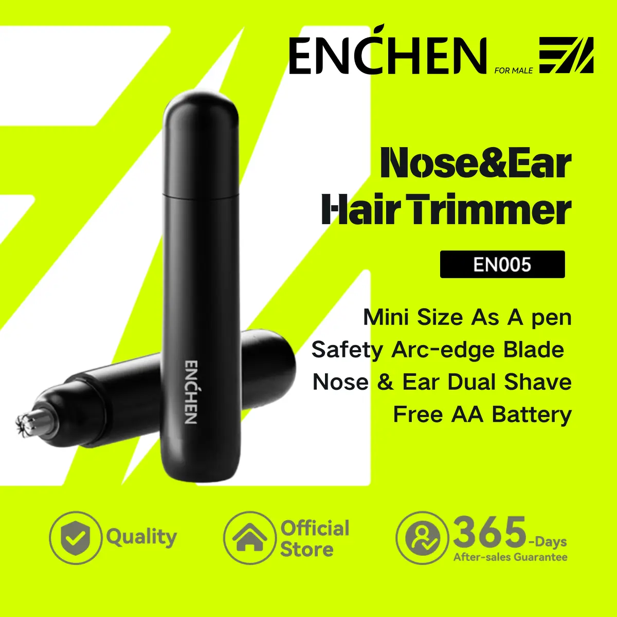 65% OFF [Free AA Battery!] ENCHEN Mini Electric Nose Hair Trimmer EN005 Mini Nose Hair Shaver Portable Size
